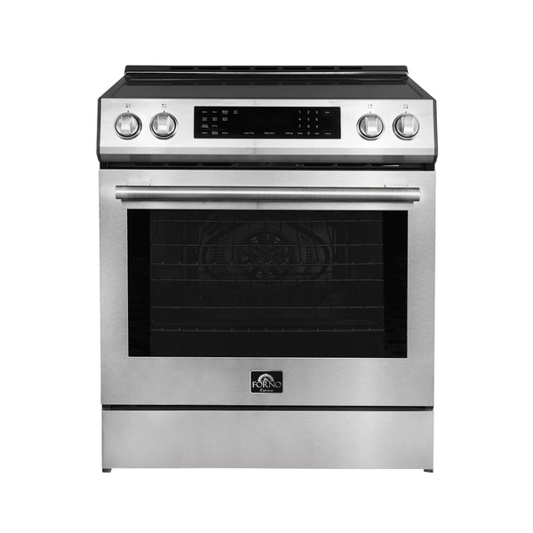 FORNO Espresso Donatello 30" 5 cu. ft. Induction Range with Air Fry and Self-Clean in Stainless Steel and Silver Handles, FFSIN0905-30