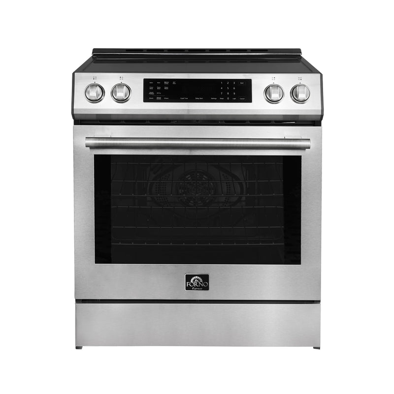 FORNO Espresso Donatello 30" 5 cu. ft. Induction Range with Air Fry and Self-Clean in Stainless Steel and Silver Handles, FFSIN0905-30