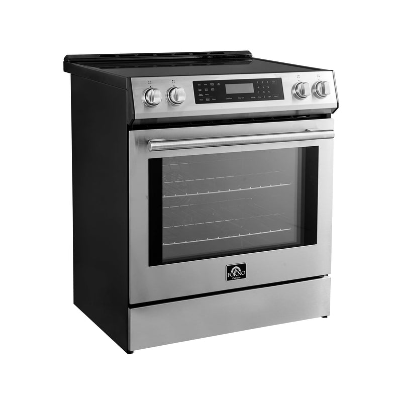 FORNO Espresso Donatello 30" 5 cu. ft. Induction Range with Air Fry and Self-Clean in Stainless Steel and Silver Handles, FFSIN0905-30