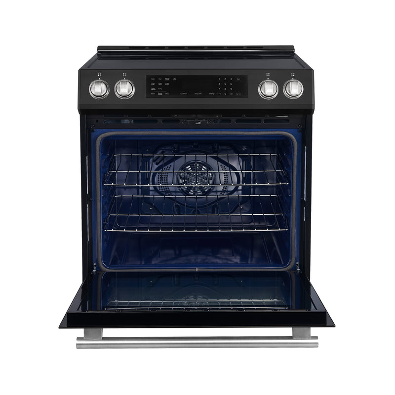 FORNO Espresso Donatello 30" 5 cu. ft. Induction Range with Air Fry and Self-Clean in Black and Silver Handles, FFSIN0905-30BLK