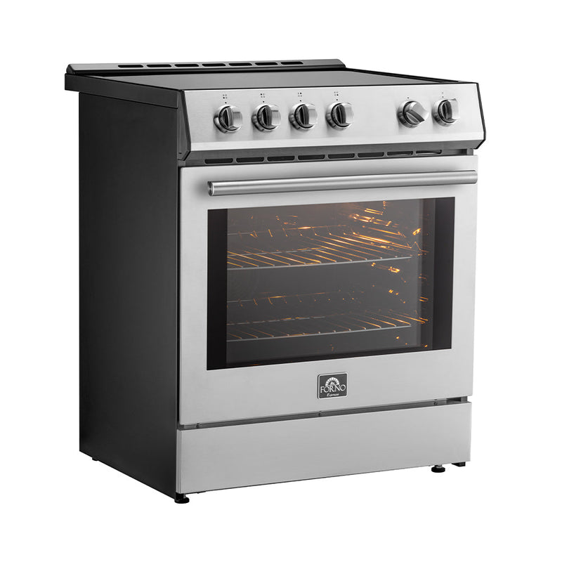 FORNO Espresso Leonardo 30" 5 cu. ft. Induction Range with Knob Control in Stainless Steel and Silver Accents, FFSIN0982-30