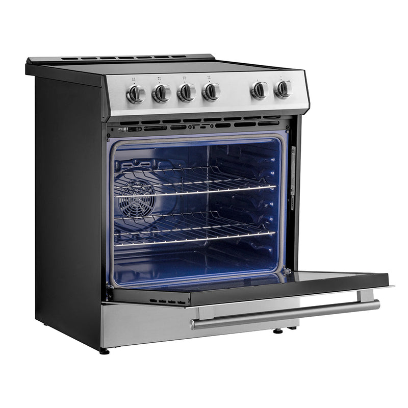 FORNO Espresso Leonardo 30" 5 cu. ft. Induction Range with Knob Control in Stainless Steel and Silver Accents, FFSIN0982-30