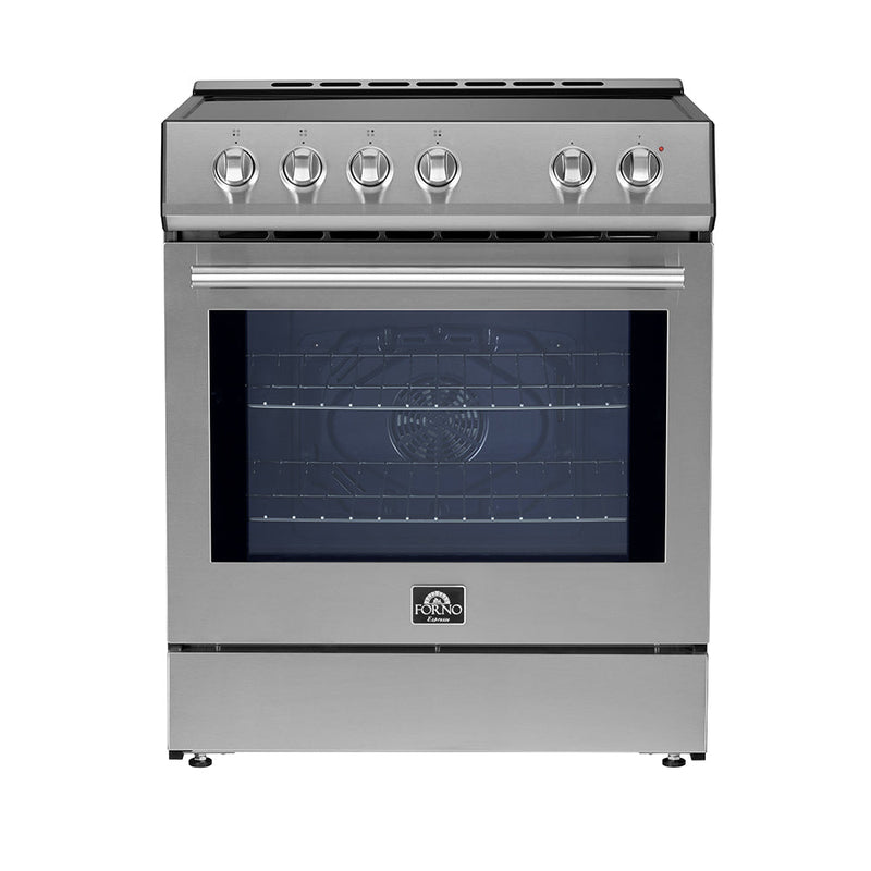 FORNO Espresso Leonardo 30" 5 cu. ft. Induction Range with Knob Control in Stainless Steel and Silver Accents, FFSIN0982-30