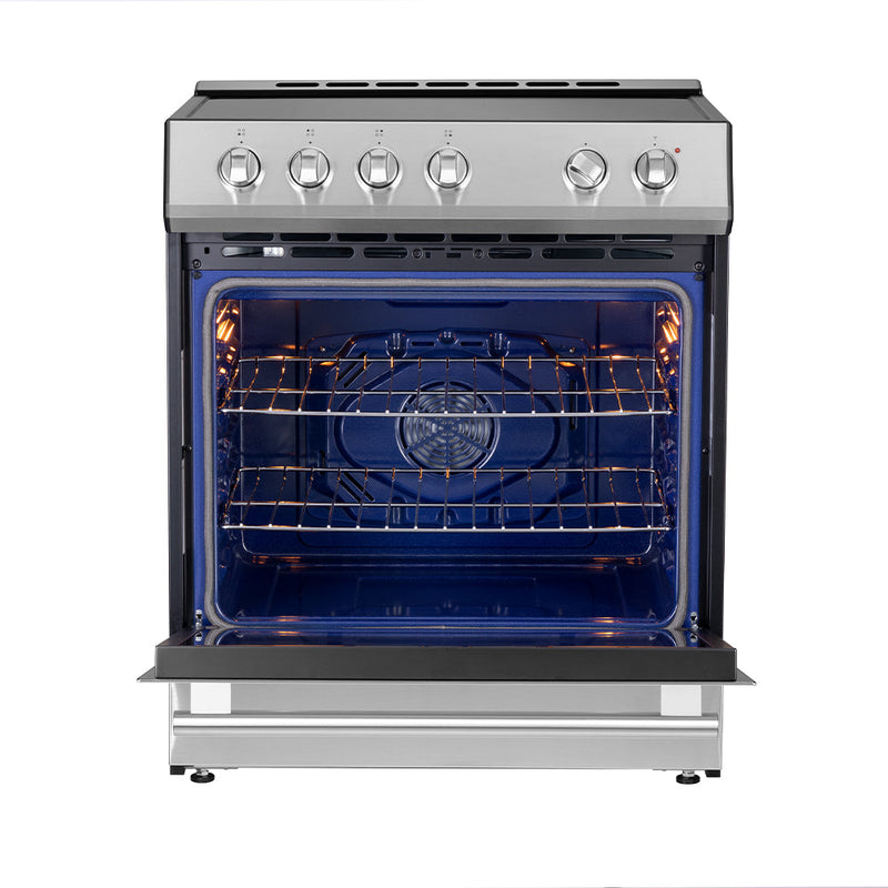 FORNO Espresso Leonardo 30" 5 cu. ft. Induction Range with Knob Control in Stainless Steel and Silver Accents, FFSIN0982-30