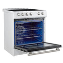 FORNO Espresso Leonardo 30" 5 cu. ft. Induction Range with Knob Control in White and Silver Accents, FFSIN0982-30WHT