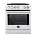 FORNO Espresso Leonardo 30" 5 cu. ft. Induction Range with Knob Control in White and Silver Accents, FFSIN0982-30WHT