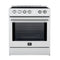 FORNO Espresso Leonardo 30" 5 cu. ft. Induction Range with Knob Control in White and Silver Accents, FFSIN0982-30WHT