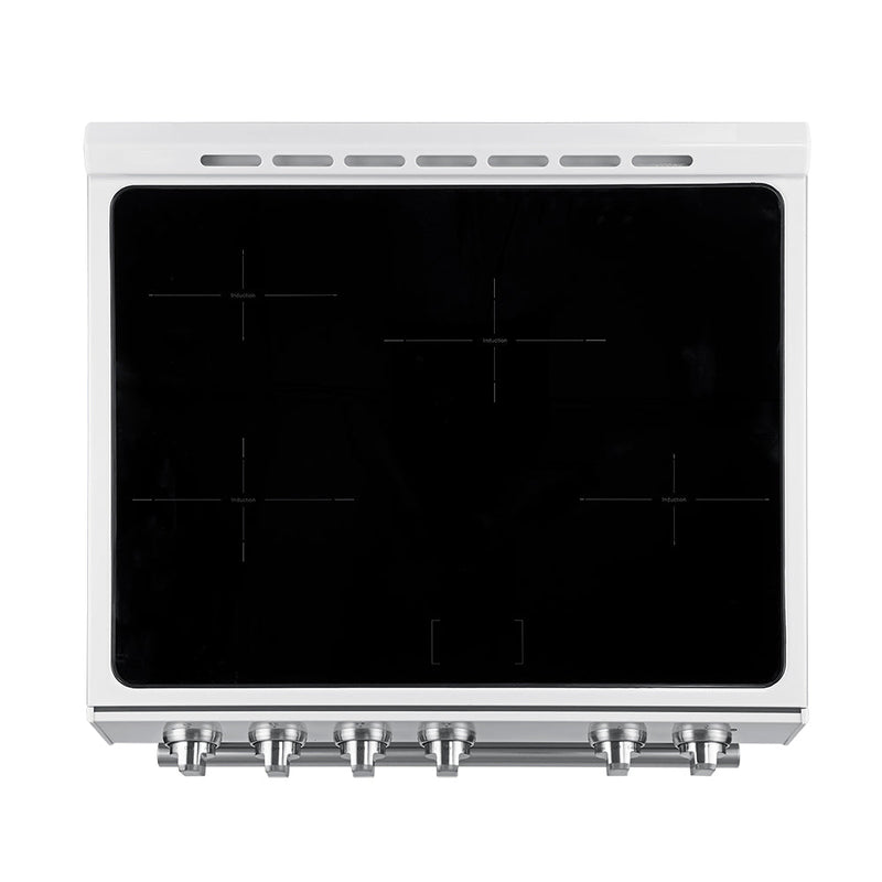 FORNO Espresso Leonardo 30" 5 cu. ft. Induction Range with Knob Control in White and Silver Accents, FFSIN0982-30WHT