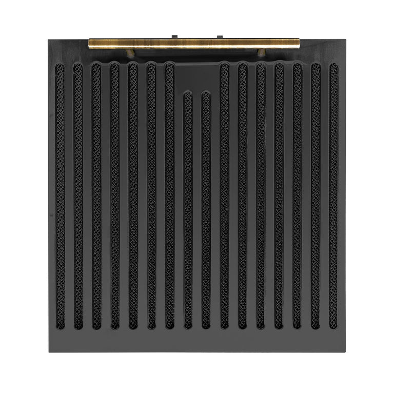 Forno Espresso Package - 30" Electric Range, Range Hood and Refrigerator in Black with Antique Brass Handles