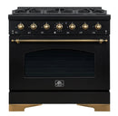 FORNO Espresso Antico 36" 4.5 cu. ft. Gas Range with 6 Sealed Burners in White with Antique Brass Accents, FFSGS6219-36