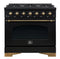 FORNO Espresso Antico 36" 4.5 cu. ft. Gas Range with 6 Sealed Burners in White with Antique Brass Accents, FFSGS6219-36