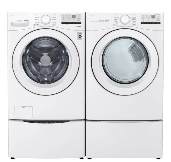 LG - 4.5 Cu. Ft. High Efficiency Stackable Front-Load Washer with 6Motion Technology with 7.4 Cu. Ft. Stackable Electric Dryer with FlowSense - White WM3400CW  DLE3400W