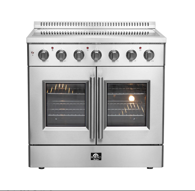 FORNO Galiano 36" 5.36 cu. ft. Freestanding Electric Range with French Door in Stainless Steel, FFSEL6917-36