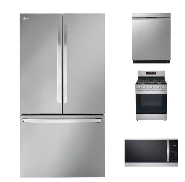 LG - Counter-Depth MAX 26.5 Cu. Ft. French Door Smart Refrigerator with Internal Water - Stainless Steel with 30 inch range  with Air fryer / over the range microwave / Dishwasher