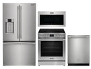 Frigidaire professional 4 Piece Kitchen Appliances Package with French Door Refrigerator, Electric Range, Over the Range Microwave and Dishwasher in Stainless Steel