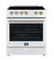 Forno Espresso Package - 30" Electric Range, Range Hood, Refrigerator and Dishwasher in White with Antique Brass Handles, AP-FFSEL6012-30WHT-A-4P-36R