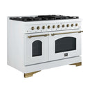 FORNO Espresso Antico 48" 5.5 cu. ft. Gas Range with 8 Sealed Burners and Griddle in Black with Antique Brass Accents, FFSGS6219-48