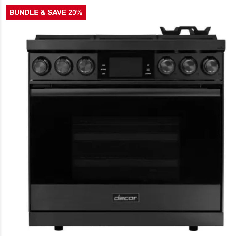 Dacor Contemporary  DOP36C86DLS
36 Inch Freestanding Dual Fuel Smart Steam Range with 6 Sealed Burners, 4.8 cu. ft. Oven Capacity, and Four-Part Pure Convection: Silver Stainless Steel