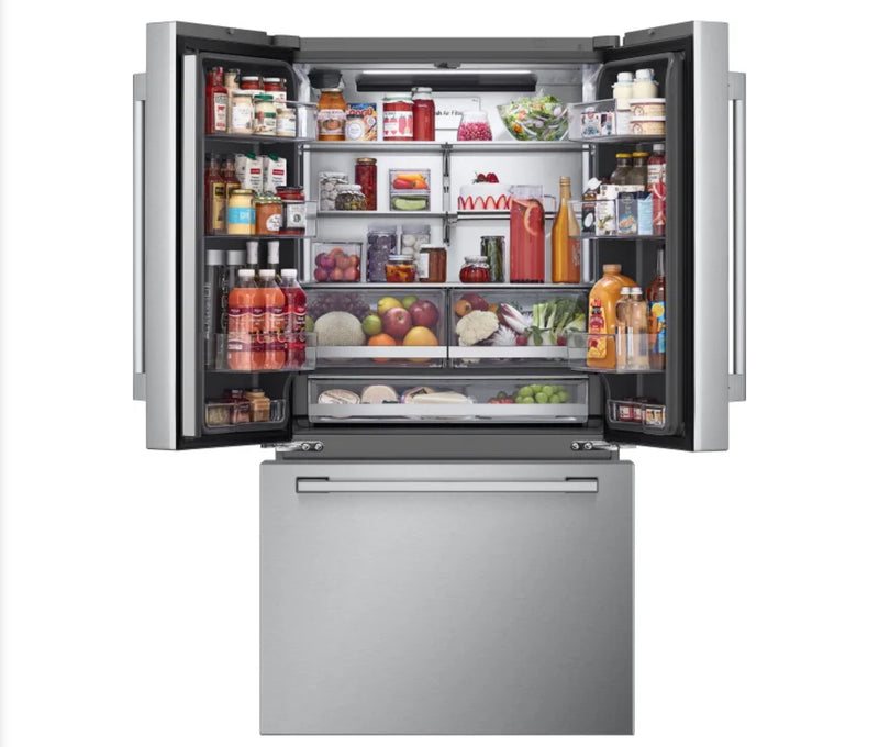 Studio  SRFB27S3
36 Inch Counter-Depth Freestanding French Door Smart Refrigerator with 26.5 Cu. Ft. Capacity, Door Cooling+, CoolGuard™, Glide N' Serve™, PrintProof™, LED Lighting, ThinQ® Technology, Smart Diagnosis, Internal Water Dispenser, and ENERGY