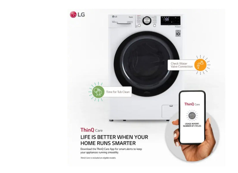 LG - 2.4 Cu. Ft. High-Efficiency Stackable Smart Front Load Washer with Steam and Built-In Intelligence and 4.2 Cu. Ft. Stackable Smart Electric Dryer with Dual Inverter HeatPump - White WM1455HWA , DLHC1455W