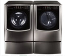LG Signature 5.8 cu TurboWash Series 
Side-by-Side on SideKick Pedestals Washer & Dryer Set with Front Load Washer and 9cuDryer in Black Stainless Steel WM9500HKA