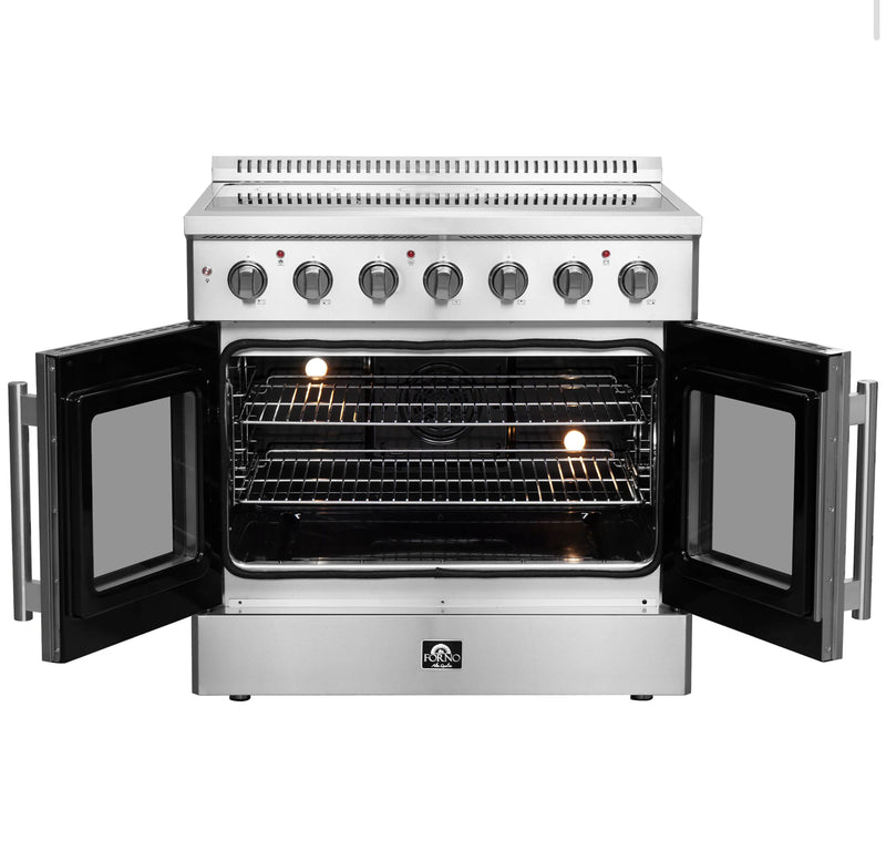 FORNO Galiano 36" 5.36 cu. ft. Freestanding Electric Range with French Door in Stainless Steel, FFSEL6917-36