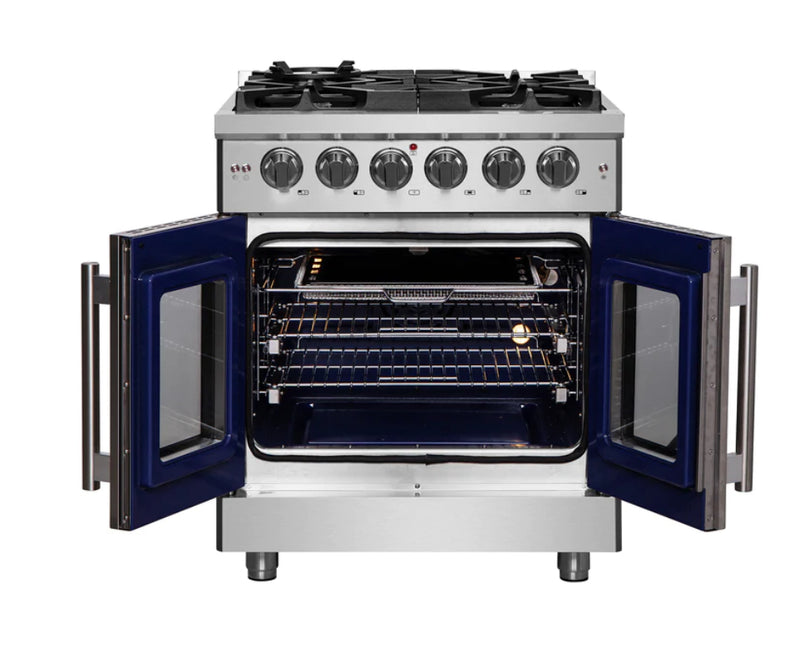 Forno 30″ Freestanding French Door Gas Range with 5 Burners, FFSGS6439-30