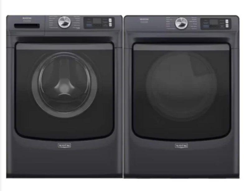 Maytag  Smart Pet Pro Front Load Washer with 5.0 cu. ft. Capacity, 1150 RPM, 12 Wash Cycle, Steam Option, Sanitize Cycle, Drum Light, Auto Sensing with Smart Pet Pro Front Load Electric Dryer with 7.4 cu. ft. Capacity,  Midnight Steel