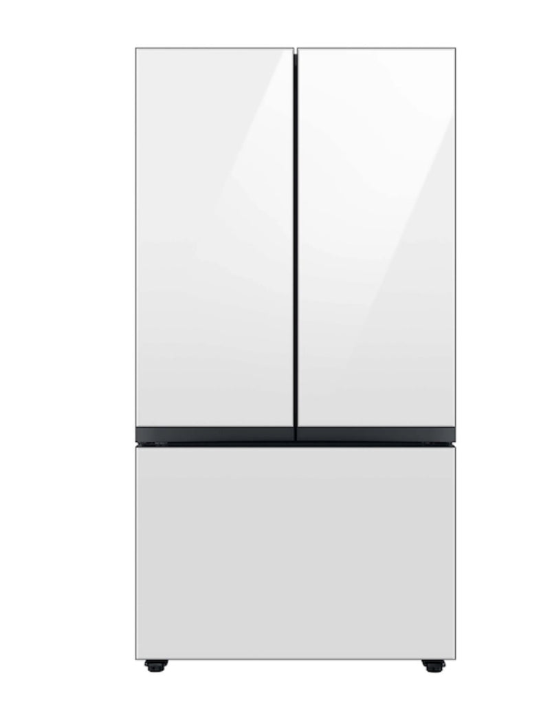 Bespoke 3-Door French Door Refrigerator 24 cu. ft. in White Glass with AutoFill Water Pitcher RF24BB620012