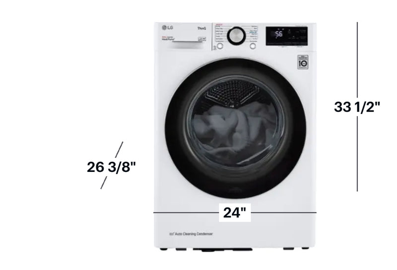 LG - 2.4 Cu. Ft. High-Efficiency Stackable Smart Front Load Washer with Steam and Built-In Intelligence and 4.2 Cu. Ft. Stackable Smart Electric Dryer with Dual Inverter HeatPump - White WM1455HWA , DLHC1455W