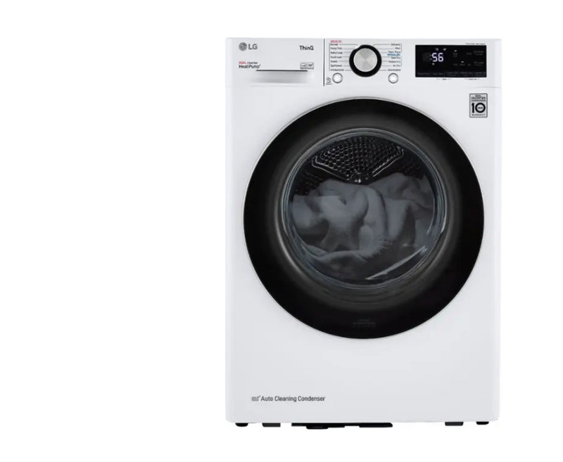 LG - 2.4 Cu. Ft. High-Efficiency Stackable Smart Front Load Washer with Steam and Built-In Intelligence and 4.2 Cu. Ft. Stackable Smart Electric Dryer with Dual Inverter HeatPump - White WM1455HWA , DLHC1455W