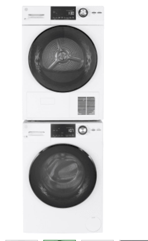 GE  24 inch compact GEWADREMWW148SS
Washer & Dryer Set with Front Load Washer and Electric Dryer in White