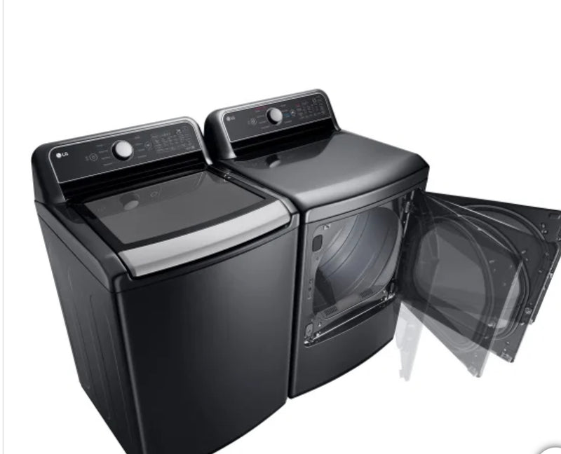 LG 5.5 cu. ft. Mega Capacity Top Load Washer with TurboWash3D Technology and 7.3 cu. ft. Ultra Large Capacity GAS Dryer with EasyLoad Door Model  WT7480CL |DLGX7481LE