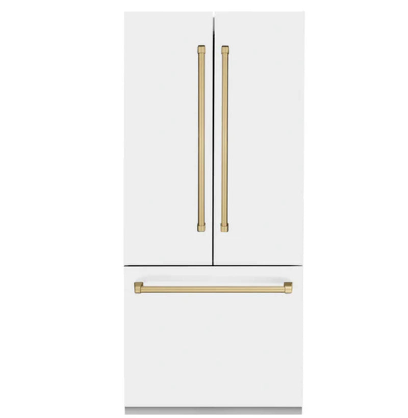 ZLINE 36" Autograph Edition 19.6 cu. ft. Built-in 3-Door French Door Refrigerator with Internal Water and Ice Dispenser in White Matte with Champagne Bronze Accents (RBIVZ-WM-36-CB)
SKU: RBIVZ-WM-36-CB