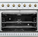 FORNO Espresso Antico 36" 4.5 cu. ft. Gas Range with 6 Sealed Burners in White with Antique Brass Accents, FFSGS6219-36