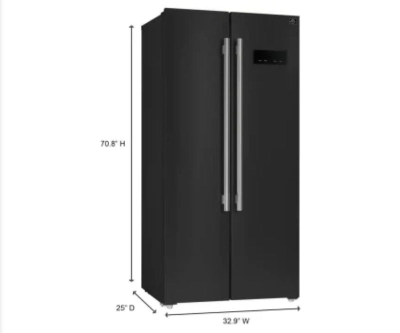 Forno Salerno  FFRBI180533BLK
33 Inch Freestanding Side by Side Refrigerator with 15.62 cu. ft. Total Capacity, Total Frost-Free Design, and Sabbath & Vacation Mode