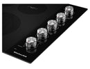 KitchenAid  KCES550HBL
30 Inch Electric Cooktop with 5 Elements, Glass Surface, Even-Heat™ Elements, Ultra Power™ Double-Ring Element, Hot Surface Indicator, Control Lock, Metal Control Knobs, and ADA Compliant: Black