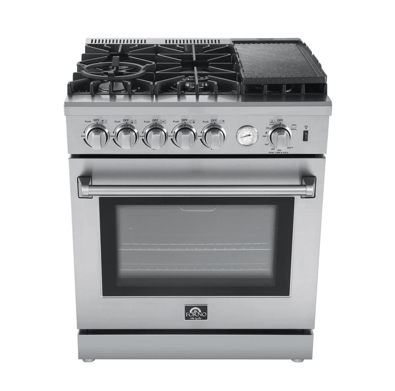 FORNO Lazio 30" 4.3 cu. ft. Gas Range with 5 Sealed Burners, Air Fryer and Griddle, FFSGS6276-30/ FFSGS6196-30