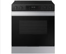 Samsung BESPOKE  NSE6DG8300SR
30 Inch Slide-In Electric Smart Range with 5 Elements, 6.3 cu. ft. Convection Oven, Warming Center, Storage Drawer, Air Fry, Self & Steam Clean, and ADA Compliant: Stainless Steel