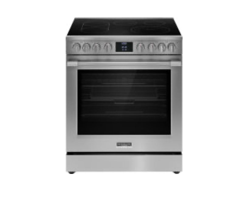 Frigidaire professional 4 Piece Kitchen Appliances Package with French Door Refrigerator, Electric Range, Over the Range Microwave and Dishwasher in Stainless Steel