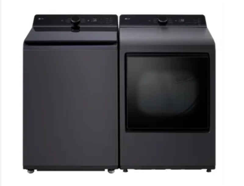 LG Top Load Washer with 5.5 cu ft Capacity, EasyUnload™, AI Fabric Sensor / Smart Pairing™ ,Slam Proof with LG  Electric Dryer with 7.3 cu ft Capacity, EasyLoad™ Door, AI Sensor Dry™, Smart Pairing