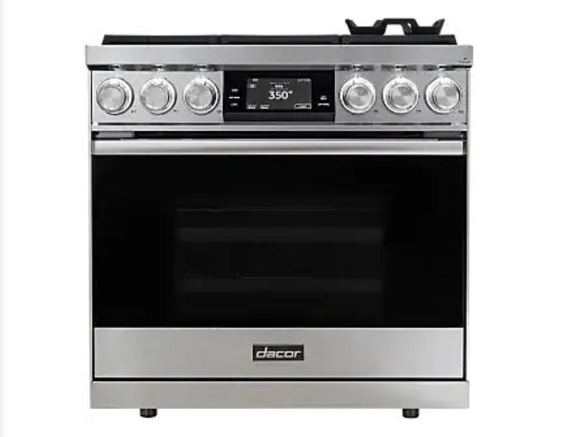 Dacor Contemporary  DOP36C86DLS
36 Inch Freestanding Dual Fuel Smart Steam Range with 6 Sealed Burners, 4.8 cu. ft. Oven Capacity, and Four-Part Pure Convection: Silver Stainless Steel