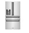 ZLINE 36" Autograph Edition 21.6 cu. ft Freestanding French Door Refrigerator with Water and Ice Dispenser in Fingerprint Resistant Stainless Steel with Accents (RFMZ-W-36)