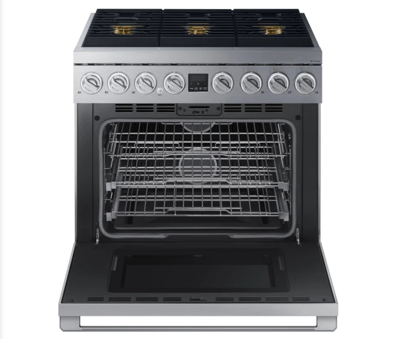 Dacor Transitional  DOP36T86GLS
36 Inch Freestanding Gas Smart Range with 6 Sealed Burners, 5.9 cu. ft. Oven Capacity, Dual Three-Part Pure Convection, and Illumina™ Knobs: Gas