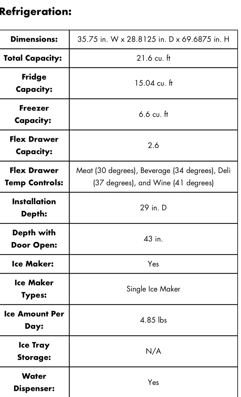 ZLINE 36" Autograph Edition 21.6 cu. ft Freestanding French Door Refrigerator with Water and Ice Dispenser in Fingerprint Resistant Stainless Steel with Accents (RFMZ-W-36)