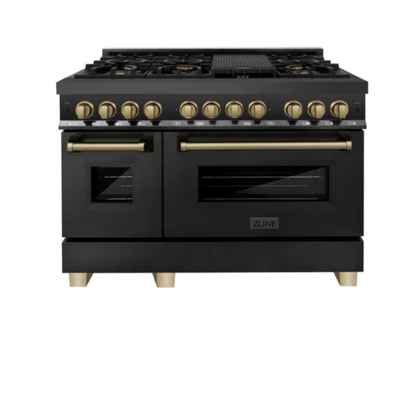 ZLINE Autograph Edition 48 in. 6.0 cu. ft. Legacy Dual Fuel Range with 7 Burner Gas Cooktop and 2 Electric Ovens  RABZ-48-CB