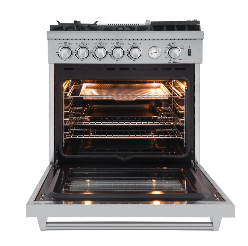 FORNO Lazio 30" 4.3 cu. ft. Gas Range with 5 Sealed Burners, Air Fryer and Griddle, FFSGS6276-30/ FFSGS6196-30