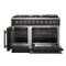 FORNO Galiano 48" 6.58 cu. ft. French Door Gas Range with 8 Sealed Burners and Griddle in Black with Antique Brass Accents, FFSGS6444-48BLK
