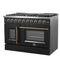FORNO Galiano 48" 6.58 cu. ft. French Door Gas Range with 8 Sealed Burners and Griddle in Black with Antique Brass Accents, FFSGS6444-48BLK