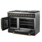 FORNO Galiano 48" 6.58 cu. ft. French Door Gas Range with 8 Sealed Burners and Griddle in Black with Antique Brass Accents, FFSGS6444-48BLK